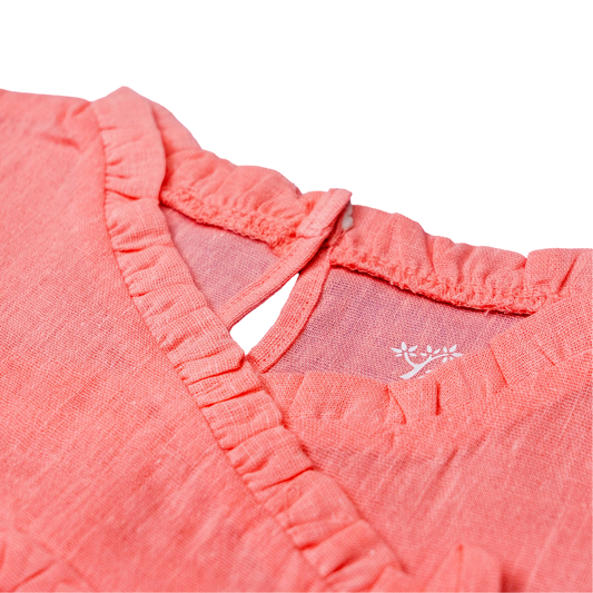 Wrap Neckline Ruffle Dress